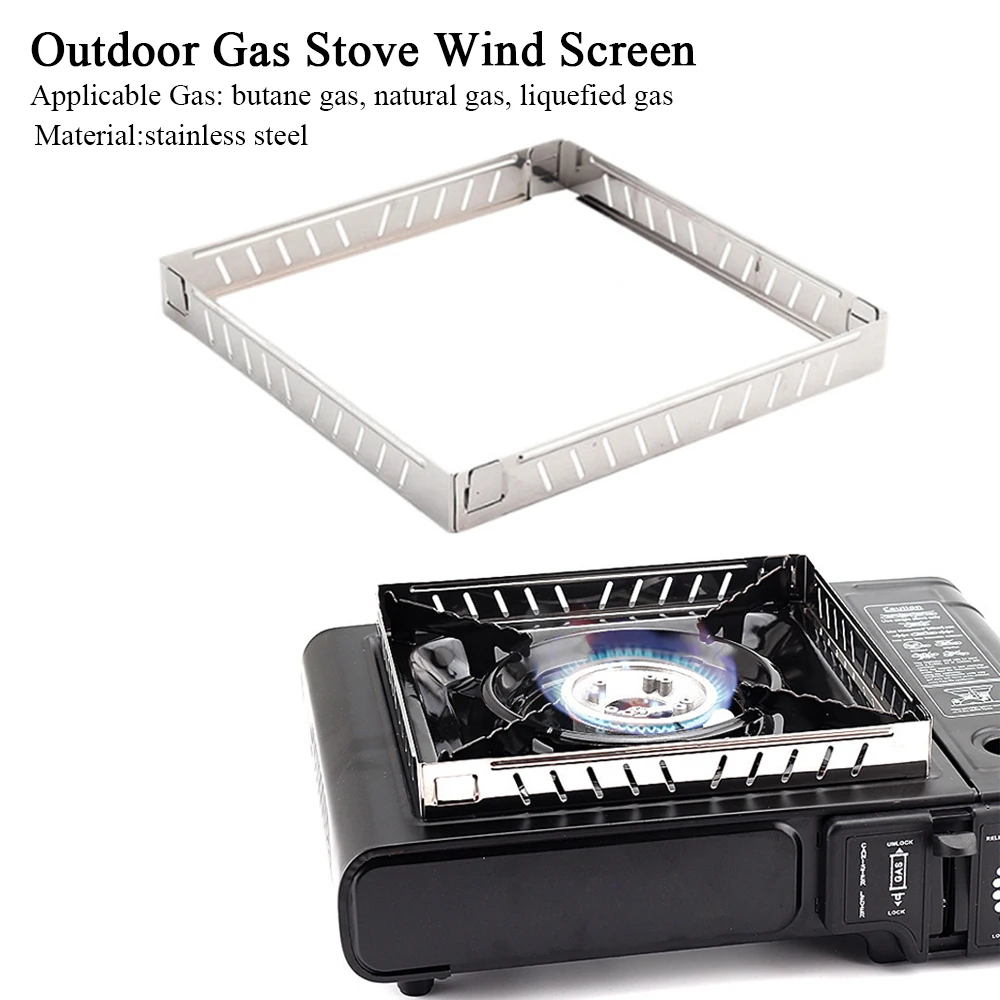 Camping Cooking Windscreen - 屋外ガスストーブ風防ステンレス鋼折りたたみ式ストーブ風防バーナースクリーン調理バーベキューハイキングキャンプ用品