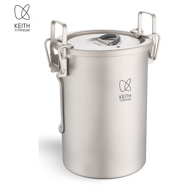 Camping Cooking Sets - KEITH 純チタン製 炊飯クッカー 900ml 超軽量 折りたたみハンドル