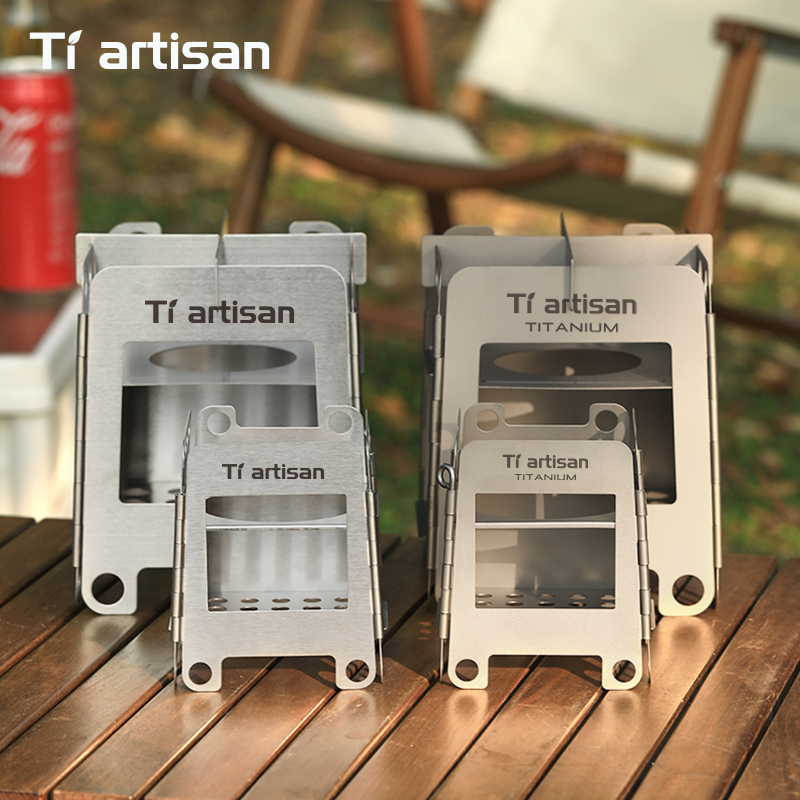 Camping Cooking Set With Bag - Tiartisan ステンレス鋼キャンプストーブ ミニポータブルマルチ燃料ストーブ 屋外折りたたみ式コンパクトウッドバーナー 収納バッグ付き