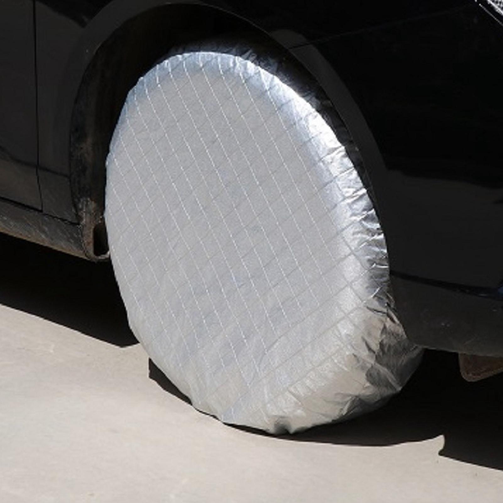 Aluminum Foil Heavy Duty - RVタイヤカバー 4枚セット 防水ヘビーデューティープロテクター 屋外用RVタイヤ日よけ雨よけカバー トラック、ピックアップ、バン、自動車用