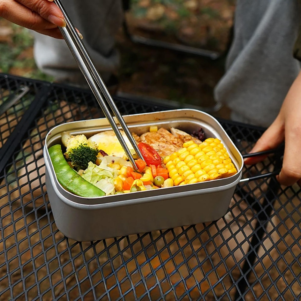 Camping Cooking Sets - 超軽量食器 キャンプ調理器具 ランチボックス 調理鍋 ピクニックアクセサリー アウトドアカトラリー