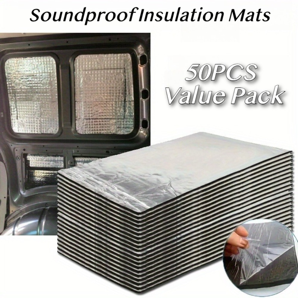 Aluminum Foil Heavy Duty - 50枚入りバリューパック 車用遮音断熱マット 車両用ヒートシールド 自己粘着式ノイズデッドニングパッド ドア、ルーフ、エンジン用
