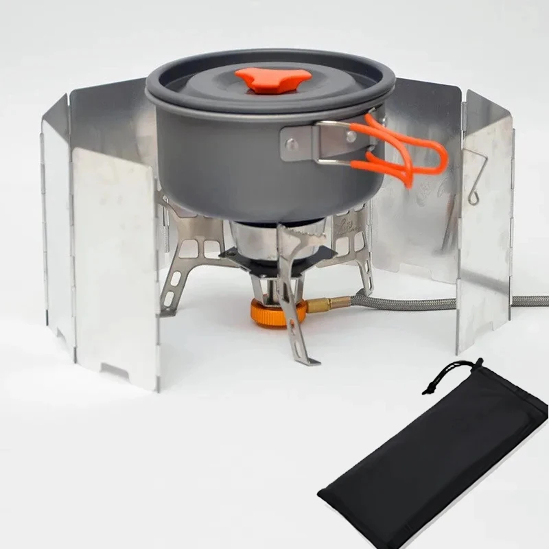 Camping Cooking Windscreen - 8/10個入りタブレット型ガスコンロ、防風アルミ合金製風防フレーム、アウトドアキャンプ・ピクニック用調理器具