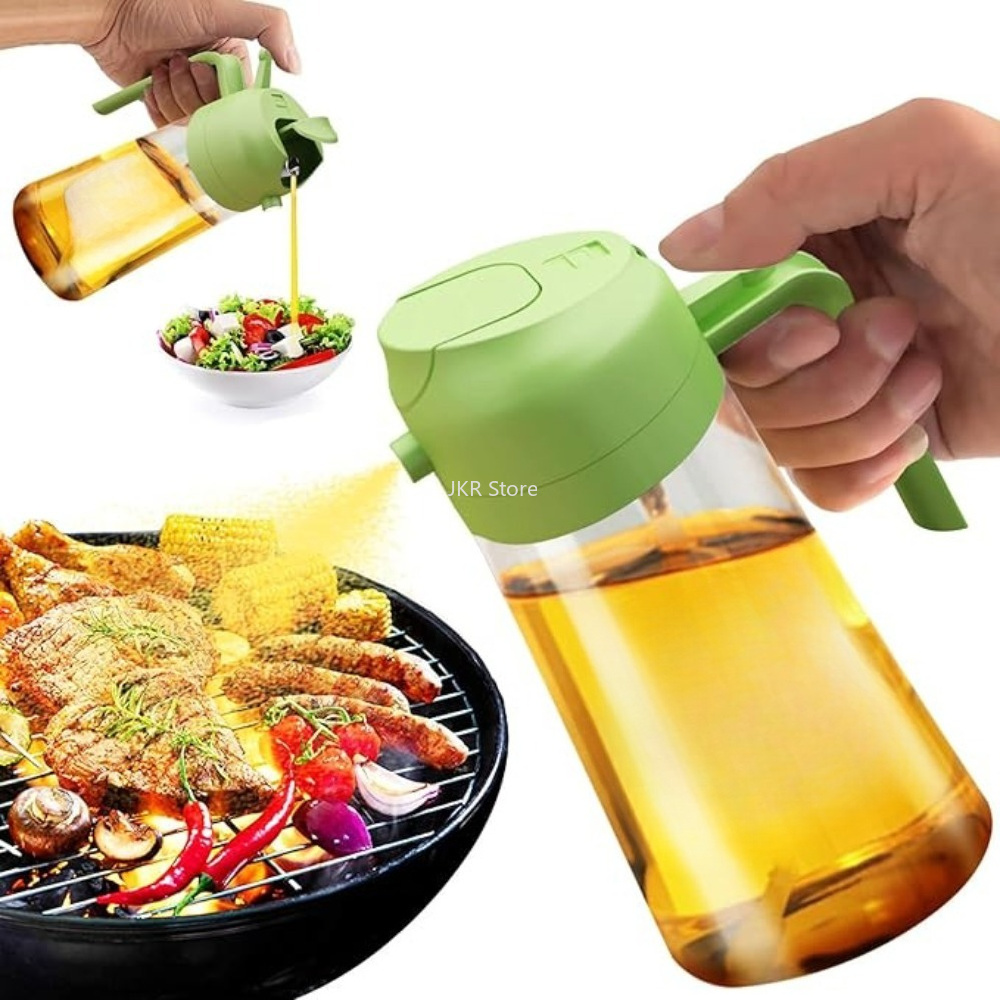 Camping Cooking Oil Bottle - 2 in 1 オリーブオイルスプレーディスペンサーボトル 大容量スプレー注油ボトル キッチン調理、バーベキュー、揚げ物、キャンプ用