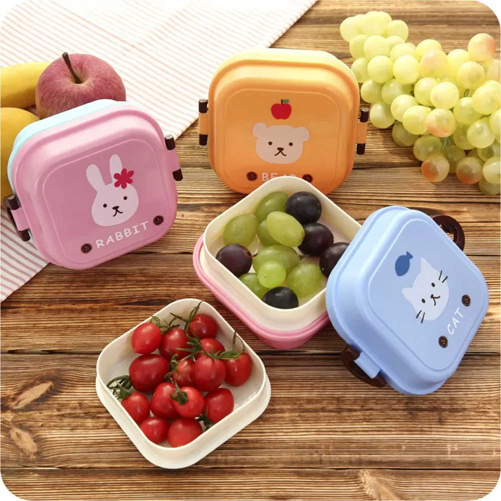 Camping Cooking Sets - 子供用ミニ可愛い漫画フード収納ボックス学校携帯ランチボックスプラスチック食品グレード学生ギフト小型キャンプクックセット