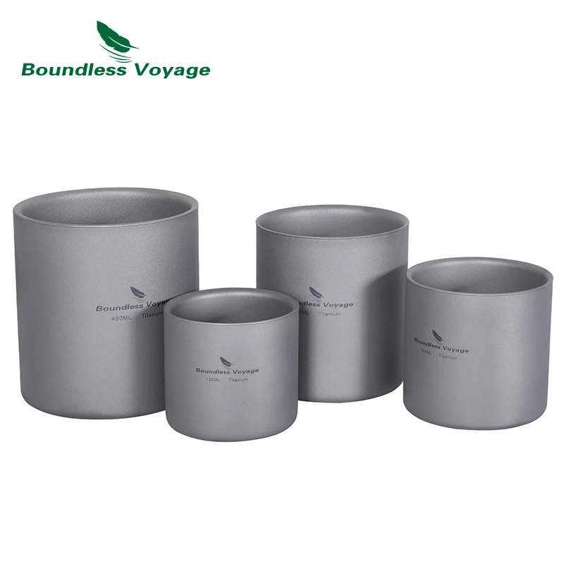 Mess Kit Titanium - 屋外キャンプチタン二重壁カップ450ミリリットルティーカップ120ミリリットルミニカップ180ミリリットルコーヒーマグ300ミリリットルキャンプ食器無限航海