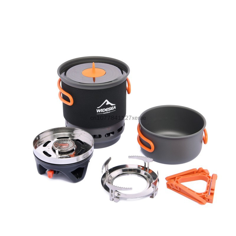 Camping Cooking Burner - 熱交換器付きキャンプ調理システム アウトドアガスバーナーストーブ ツーリストポットセット カップ 食器 調理器具