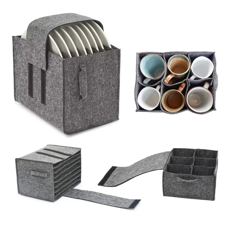 Camping Cooking Meals - フェルトプレート皿カップ収納袋ホルダー厚みのあるキャンプ食器容器キャンピングカーキッチン食器棚層状組織