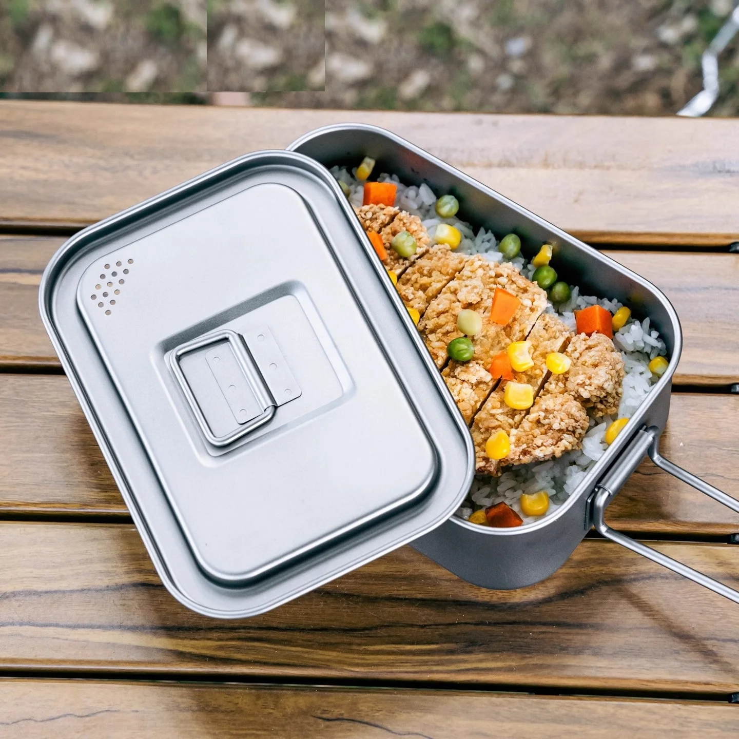 Camping Cooking Noodles - キャンプ用チタン製ランチボックス 800ml 多用途麺類・ご飯調理鍋 超軽量食器 サラダボウル