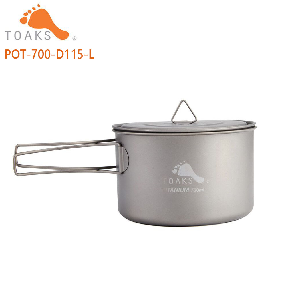 Camping Cooking System - Toaksピュアチタン調理器具、屋外ポット、カップ、ボウル、フライパンとして使用可能、POT-700-D115-L、90g