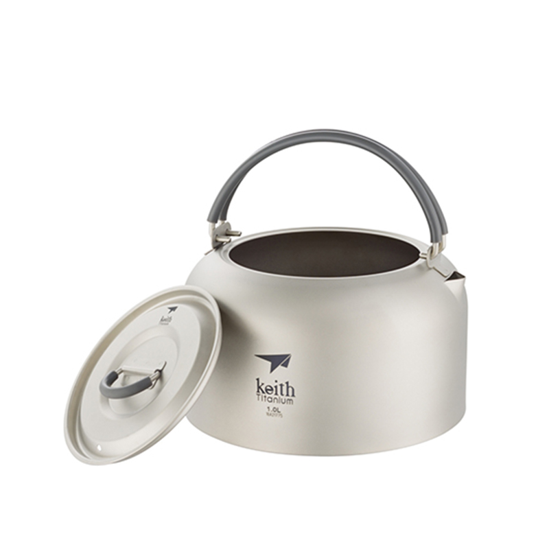 Camping Cooking System - Keith チタンケトル 1L、静菌食器、超軽量アウトドアキャンプ食器コーヒーケトル、トラベル調理器具ポット