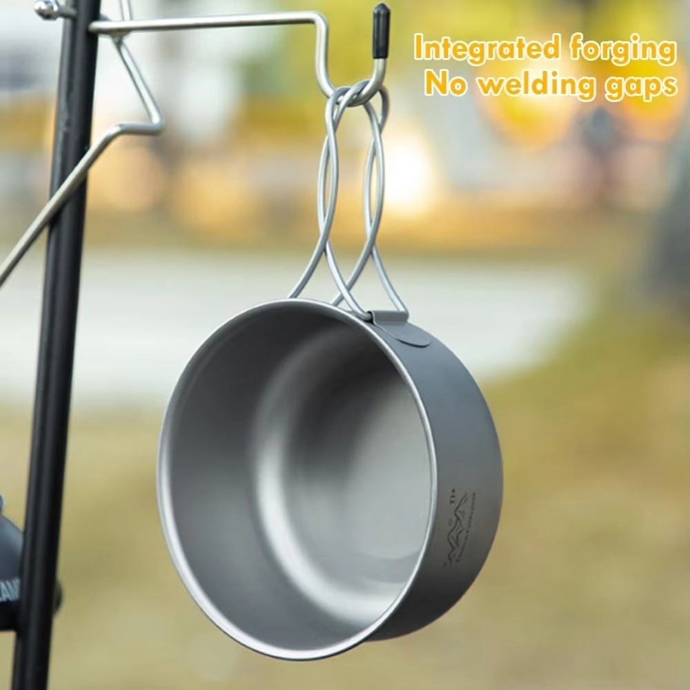 Camping Cooking Noodles - 携帯用超軽量キャンプ用鍋、チタン製調理器具、インスタントラーメン用ボウル、折りたたみ式ハンドル付き調理用ボウル、調理器具