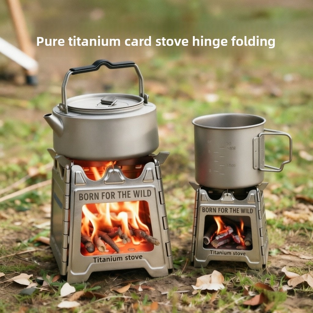 Camping Cooking Burner - TiForge コンパクト折りたたみ式チタン製ウッドストーブ アウトドアキャンプ用調理器具 ピクニック用薪ストーブ キャンプアクセサリーおよび装備