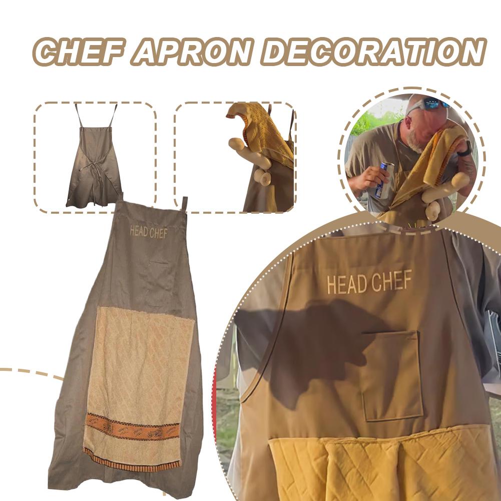Camping Cooking Apron - ポケットシェフのいたずらエプロン付きクリエイティブないたずら道具 男性女性用 サプライズポケット付きシェフのいたずらエプロン 面白いギフト