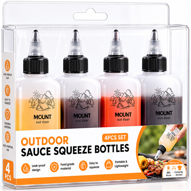 Camping Cooking Oil Bottle - アウトドアキャンプやバーベキュー用オリーブオイルボトル、先細の注ぎ口と漏れ防止シール付き、ポータブル調味料ディスペンサーボトル 1-4個