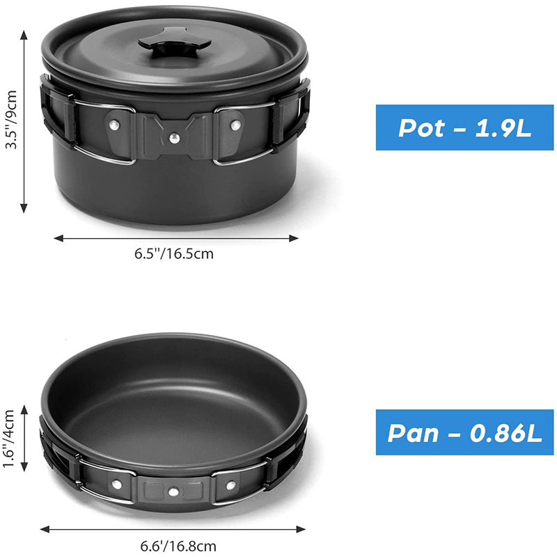 Camping Cooking Set With Kettle - 1 セット屋外ポットパンキャンプ調理器具ピクニック調理セットノンスティック食器折りたたみ式スプーンフォークナイフケトルカップ付き