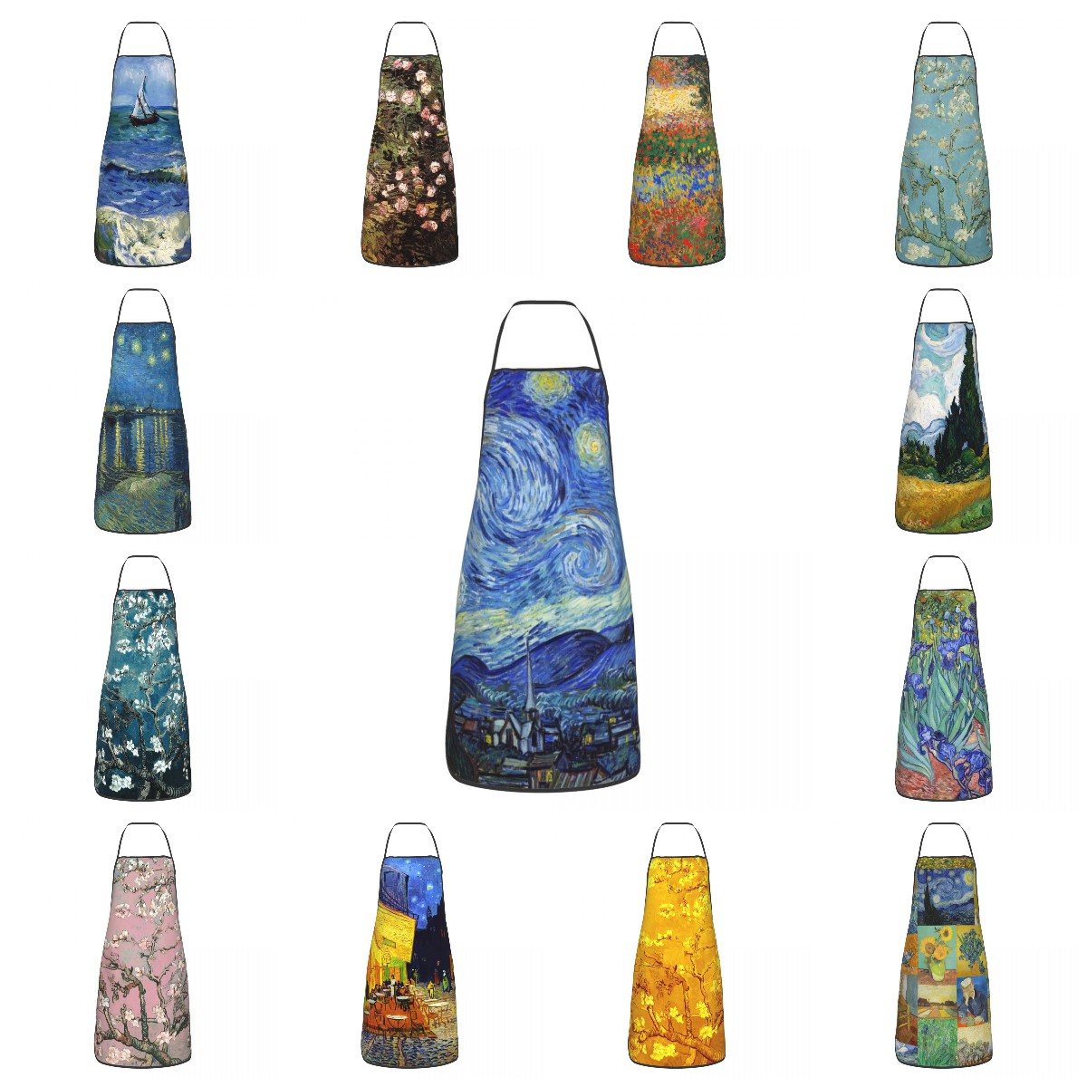 Camping Cooking Apron - よだれかけヴィンセントヴァンゴッホ星月夜エプロン男性女性ユニセックス大人シェフ調理キッチンタブリエ料理絵画