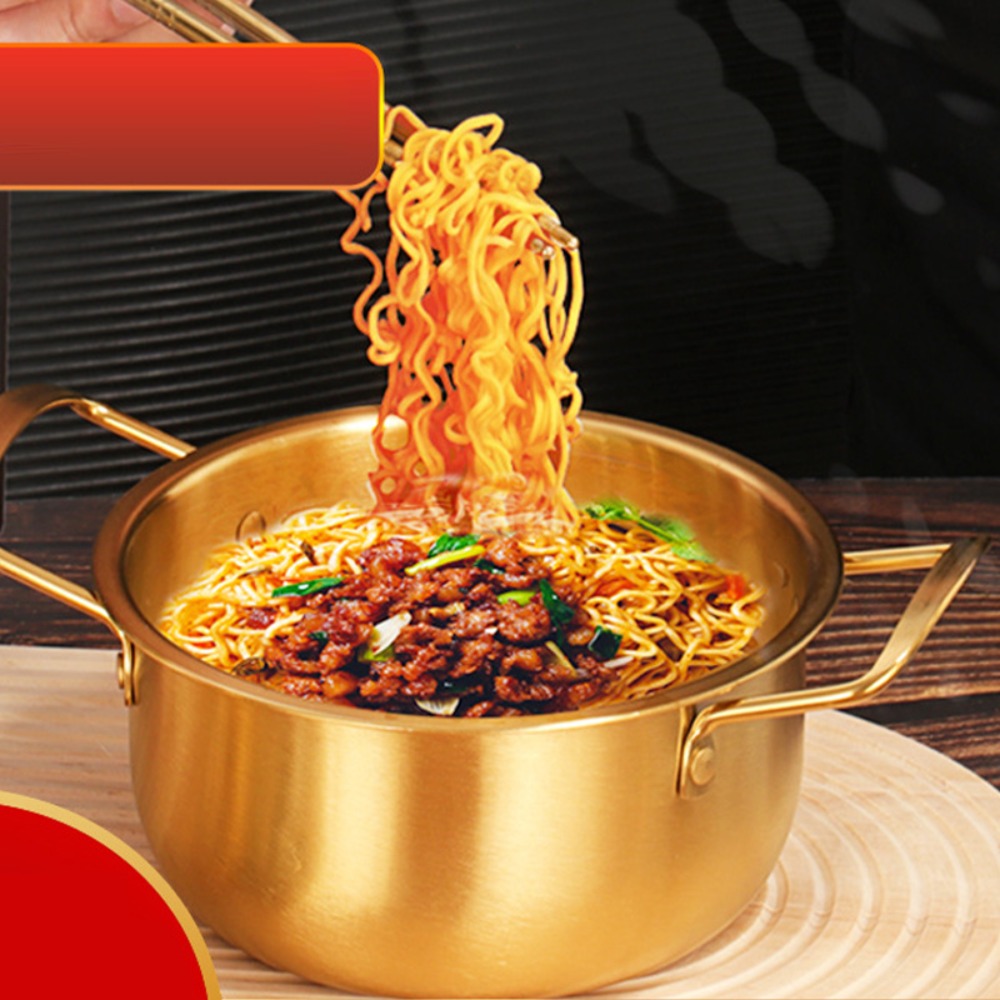 Camping Cooking Noodles - ステンレス製韓国ラーメン鍋、お手入れ簡単、急速加熱、持ち手付きインスタントラーメン鍋、耐久性のあるラーメン調理鍋、キャンプ用