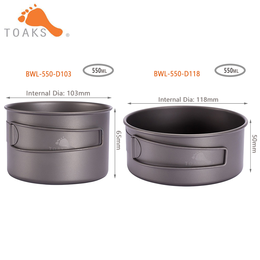 Toaks BWL-550折りたたみハンドル付きキャンプチタ - Mess Kit Titanium のレビューと価格