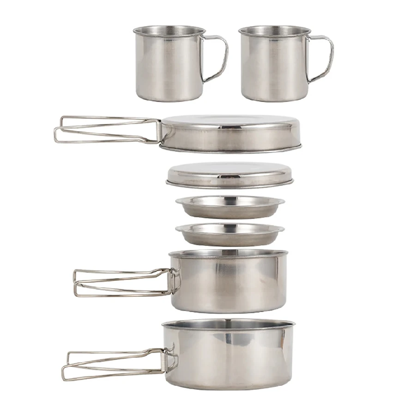8個/セット キャンプ調理器具セット ステンレス製調理鍋とフ - Mess Kit Titanium のレビューと価格