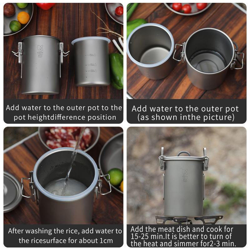 KEITH 純チタン製 炊飯クッカー 900ml 超軽量 折 - Camping Cooking Sets のレビューと価格