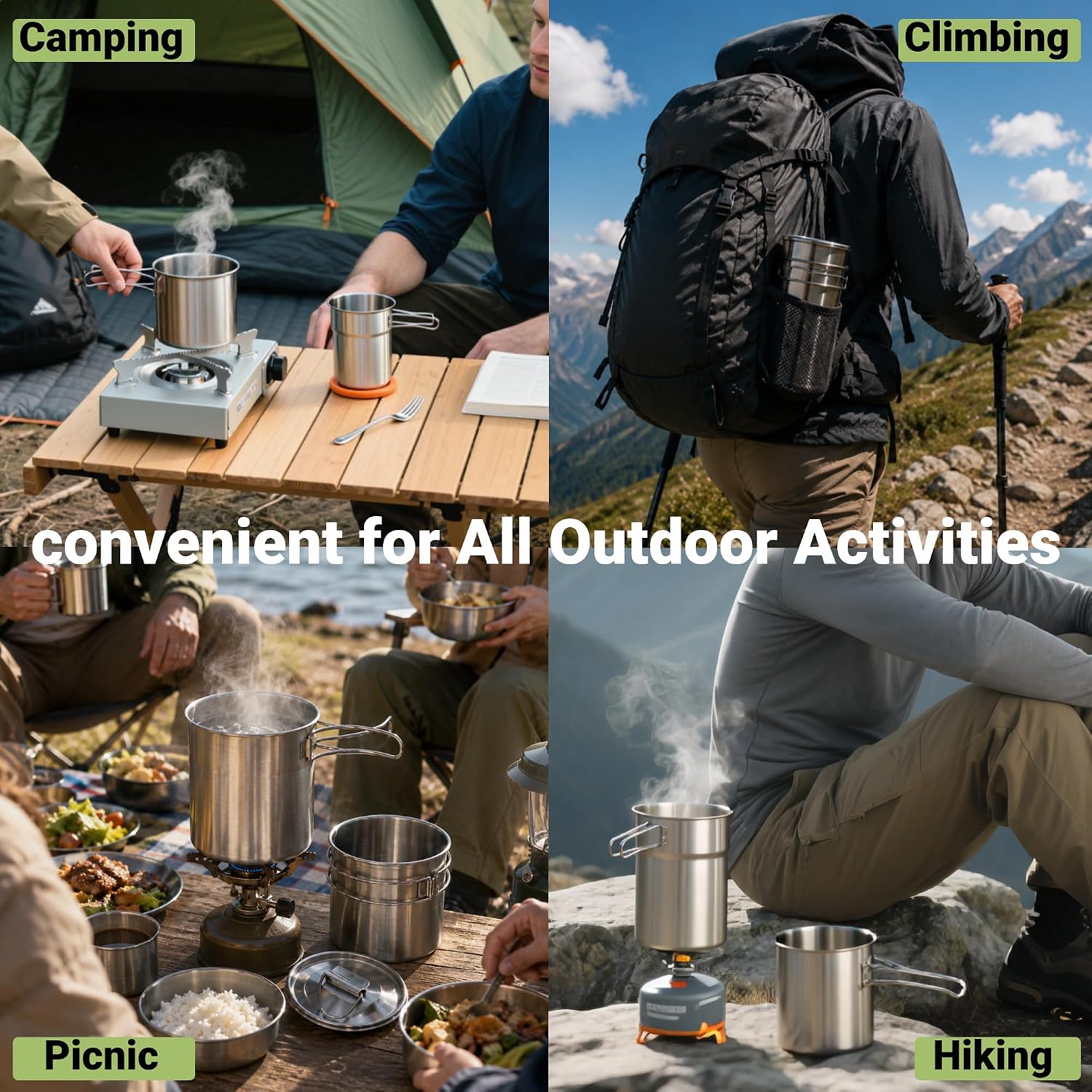 折りたたみ式キャンプカップマグカップキャンプポット調理器具3 - Camping Cooking Sets のレビューと価格