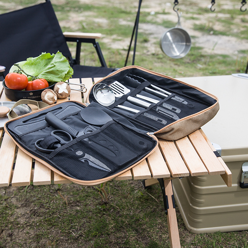 8 個キャンプキッチン調理器具セットポータブルバッグアウトド - Camping Cooking Set With Bag のレビューと価格