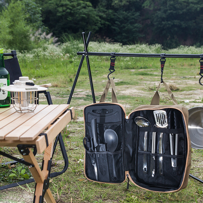 8 個キャンプキッチン調理器具セットポータブルバッグアウトド - Camping Cooking Set With Bag のレビューと価格