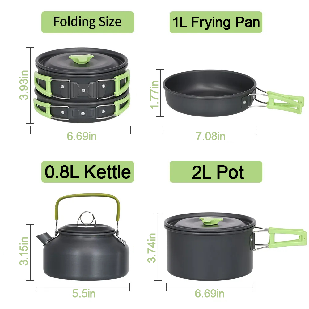 キャンプ調理器具セット軽量ポータブルパンケトルカップスプーン - Camping Cooking Set With Kettle のレビューと価格
