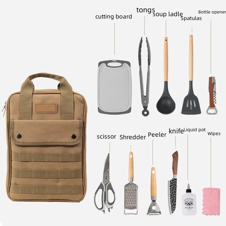 キャンプ用調理器具アクセサリーセット、12個入りポータブル調 - Camping Cooking Set With Bag のレビューと価格