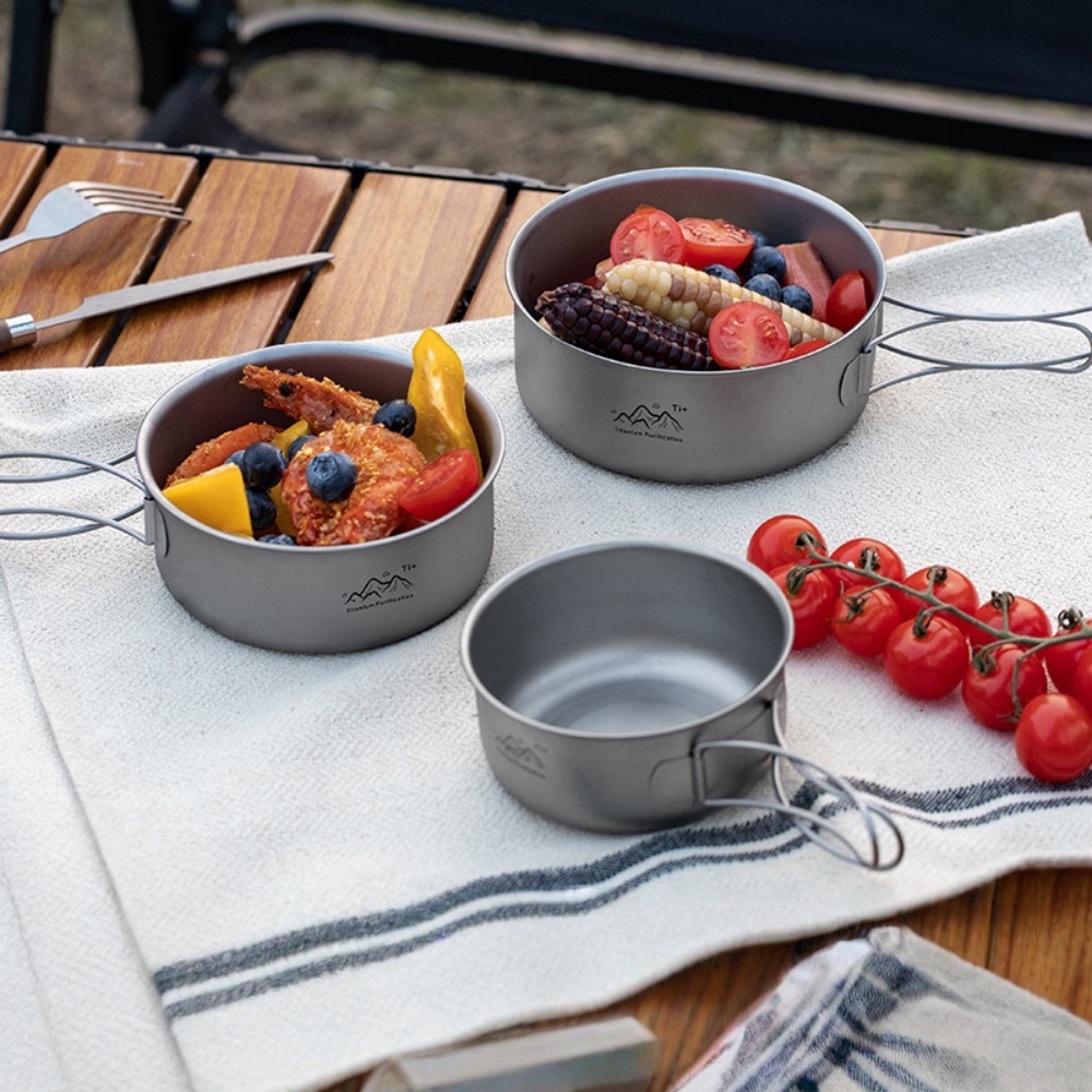 超軽量チタンキャンプポット折りたたみ式ポータブルピクニックキ - Camping Cooking Noodles のレビューと価格