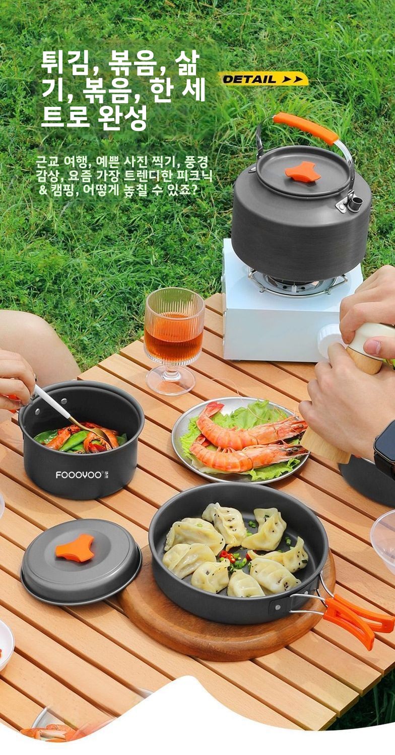 アウトドアキャンプ調理器具セット ポータブル軽量 ネスティン - Camping Cooking Set With Kettle のレビューと価格