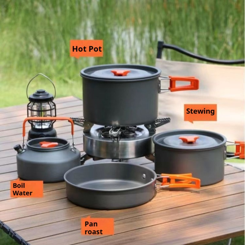 ポータブル大容量ポット便利な耐熱性お手入れ簡単ハンドルポット - Camping Cooking Pot Large のレビューと価格
