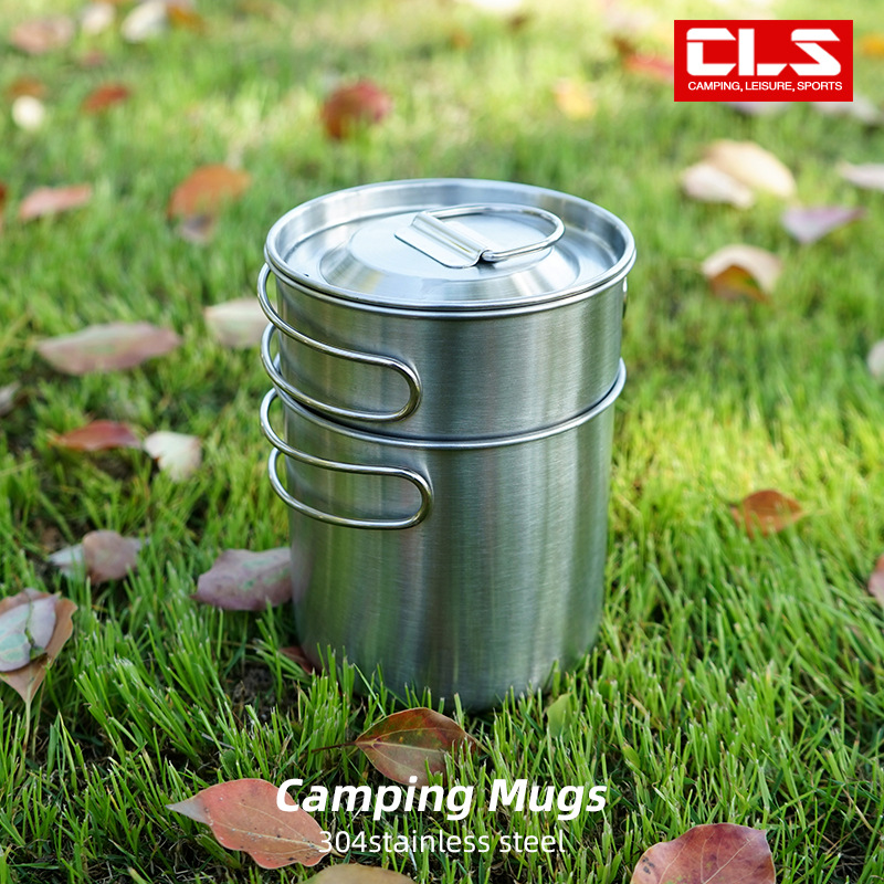 2 ピース/セットキャンプケトルステンレス鋼調理ケトルキャン - Camping Cooking Set With Kettle のレビューと価格