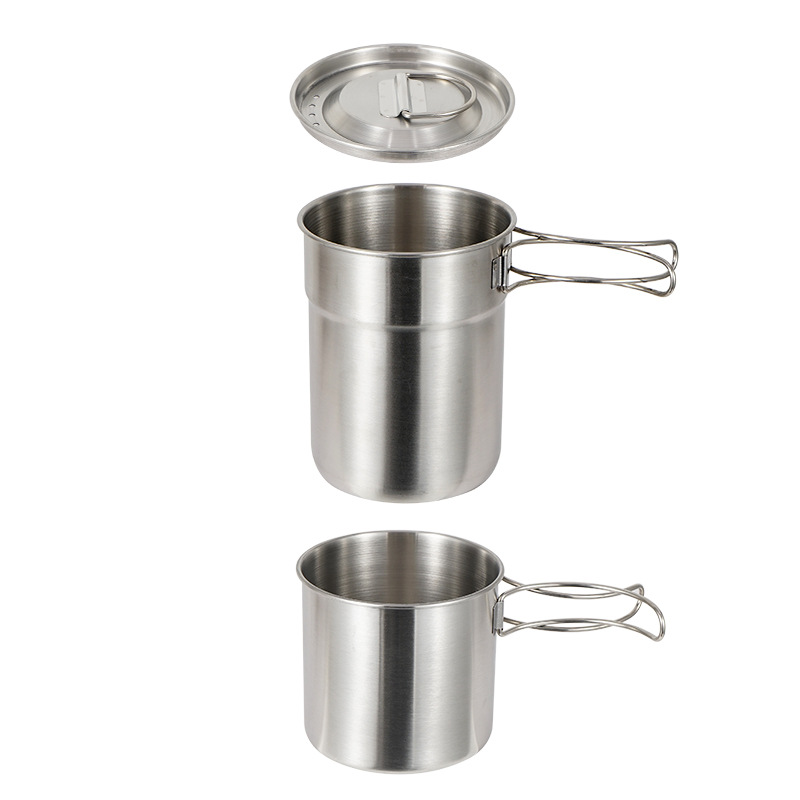 2 ピース/セットキャンプケトルステンレス鋼調理ケトルキャン - Camping Cooking Set With Kettle のレビューと価格