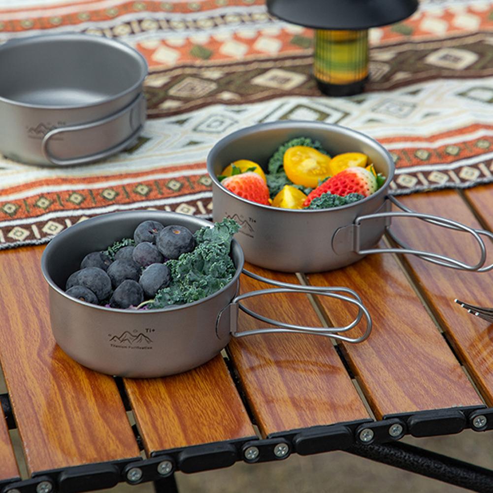 超軽量チタンキャンプポット折りたたみ式ポータブルピクニックキ - Camping Cooking Noodles のレビューと価格