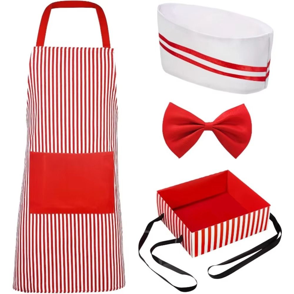 カーニバルサーカスウェイターコスプレエプロン帽子付き赤と白の - Camping Cooking Apron のレビューと価格