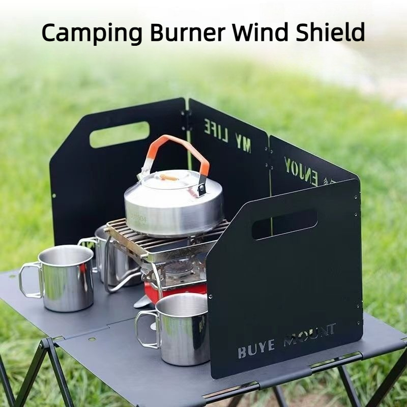 キャンプ用ストーブ風防 4つ折り風よけ ポータブル折りたたみ - Camping Cooking Windscreen のレビューと価格