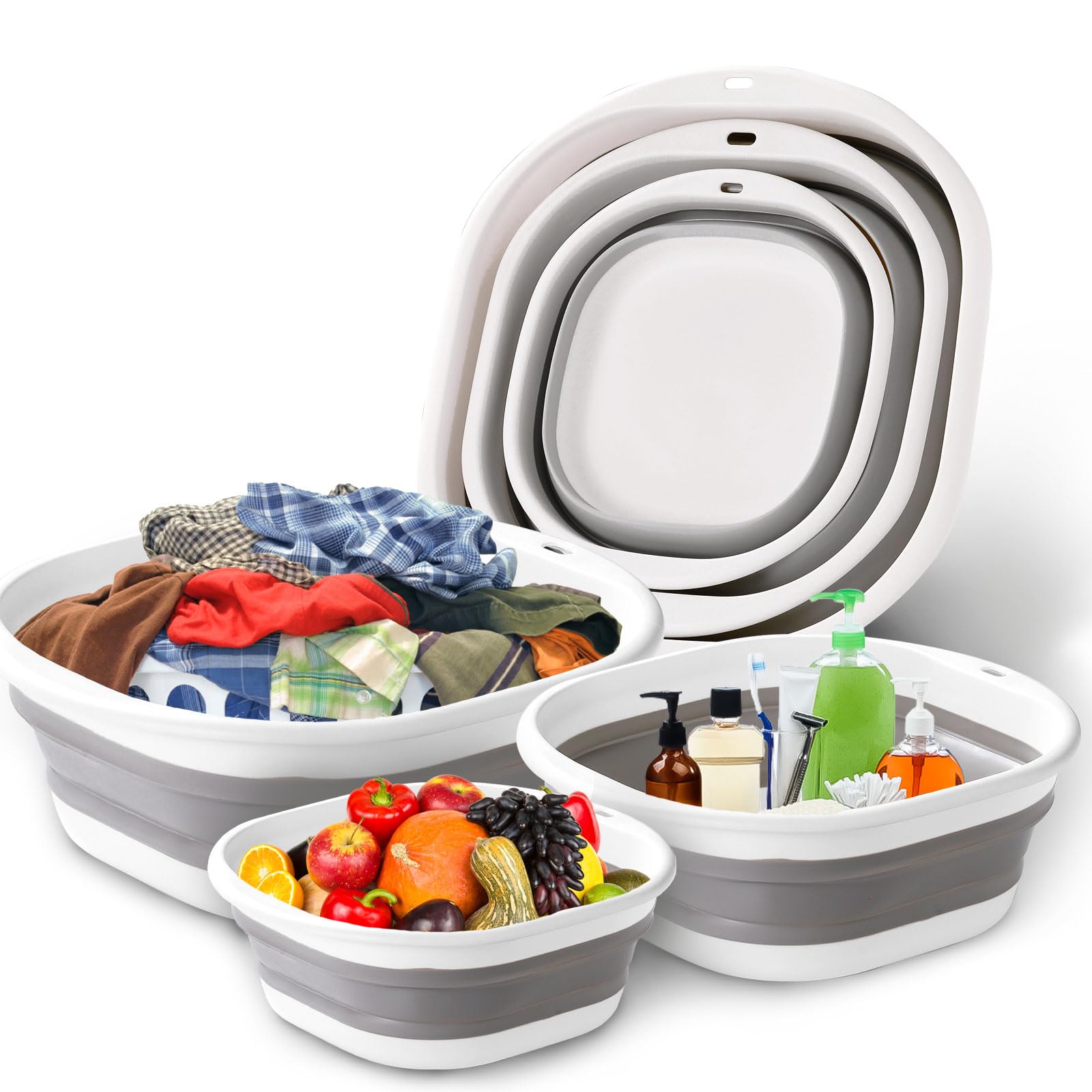 3 パック折りたたみ浴槽洗面台ランドリーバスケット省スペース - Camping Cooking Meals のレビューと価格