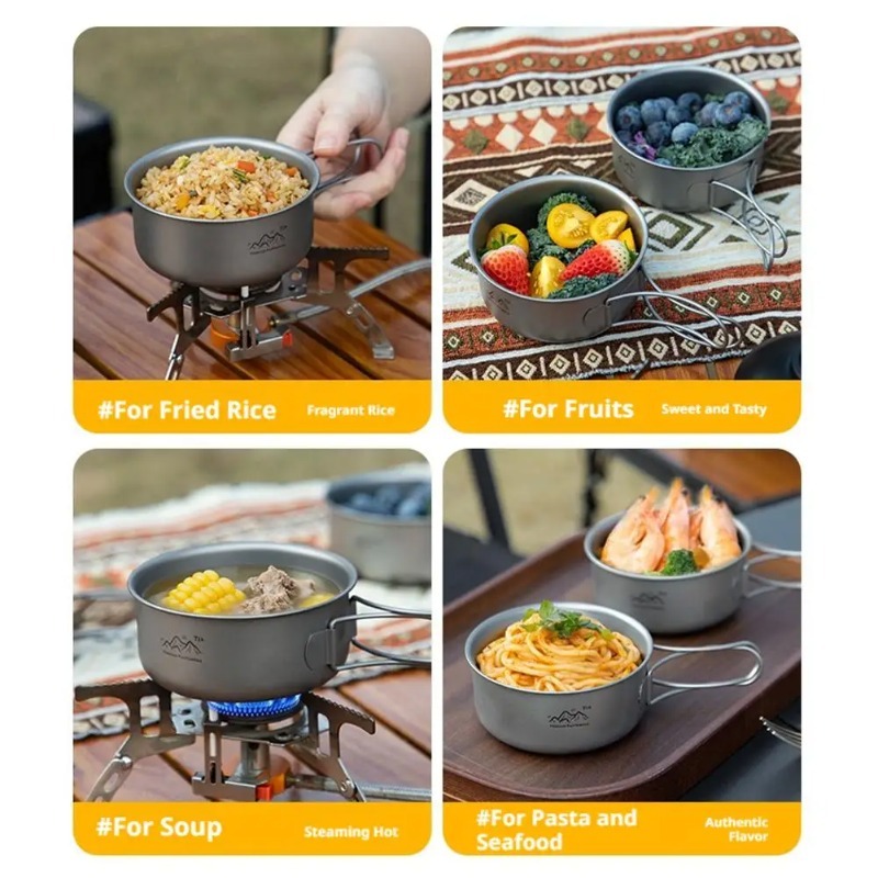 超軽量チタンキャンプポット折りたたみ式ポータブルピクニックキ - Camping Cooking Noodles のレビューと価格