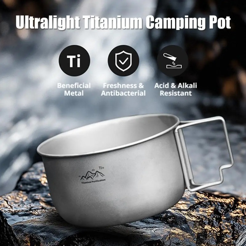 超軽量チタンキャンプポット折りたたみ式ポータブルピクニックキ - Camping Cooking Noodles のレビューと価格