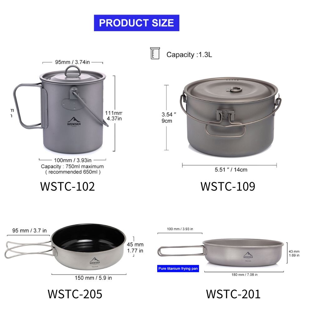 キャンプ用食器チタン調理器具セット観光大釜屋外調理鍋フライパ - Mess Kit Titanium のレビューと価格