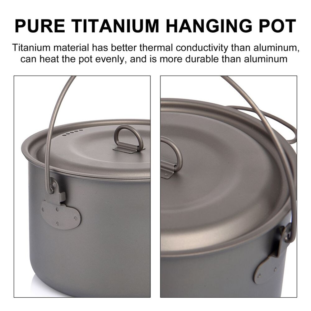 キャンプ用食器チタン調理器具セット観光大釜屋外調理鍋フライパ - Mess Kit Titanium のレビューと価格