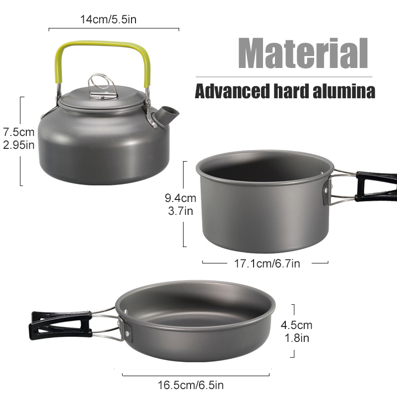 WESTTUNE キャンプ調理器具キット アルミ アウトドア - Camping Cooking Set With Kettle のレビューと価格