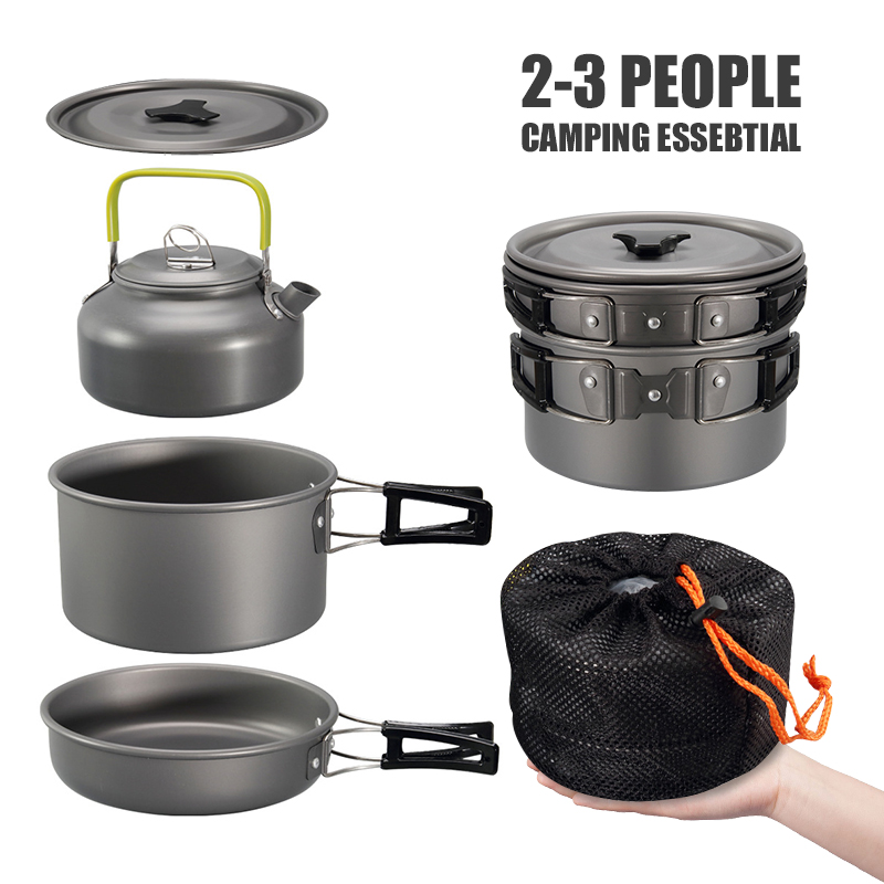 WESTTUNE キャンプ調理器具キット アルミ アウトドア - Camping Cooking Set With Kettle のレビューと価格