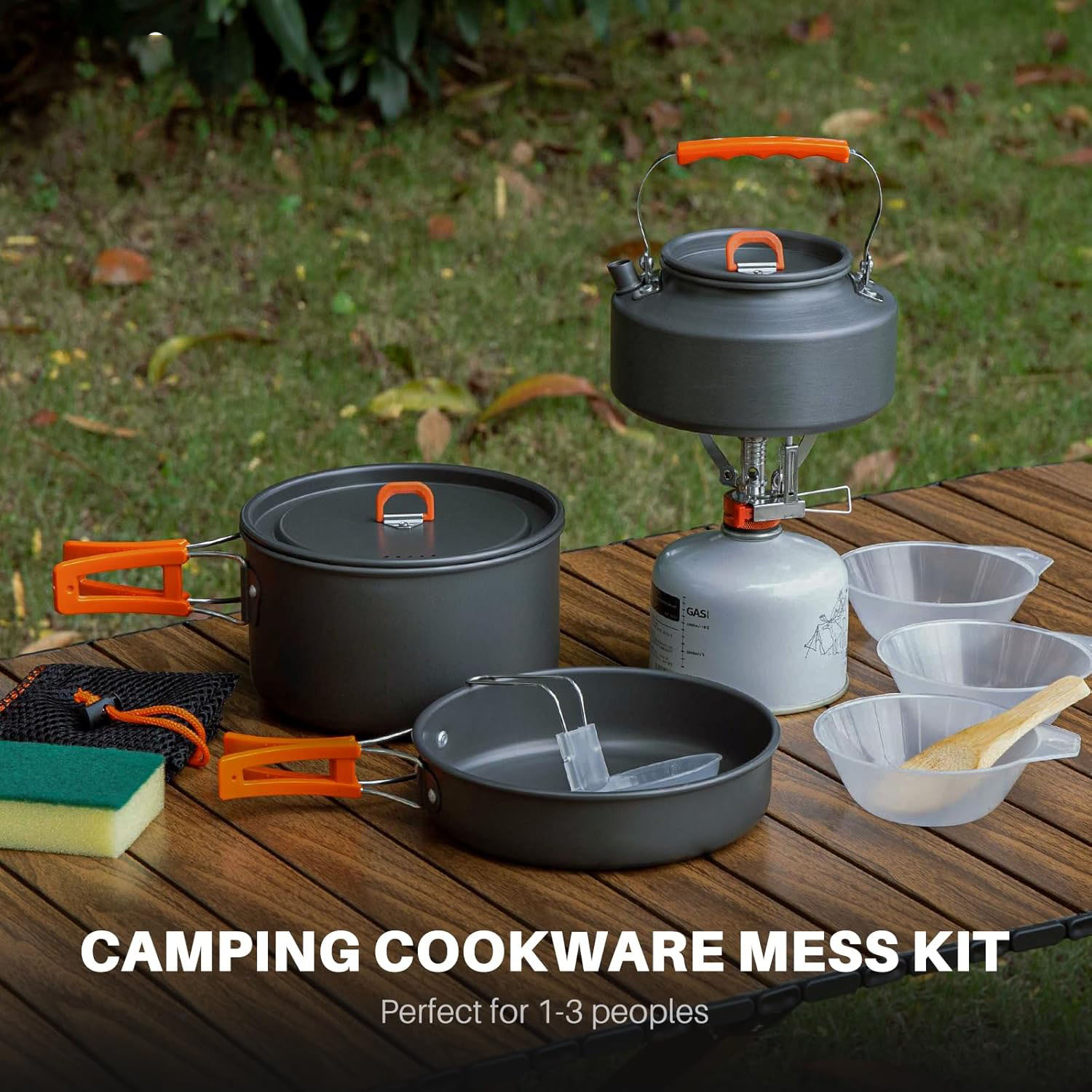 キャンプ用調理器具 キャンプ用ポットとフライパンセット ケト - Camping Cooking Set With Kettle のレビューと価格