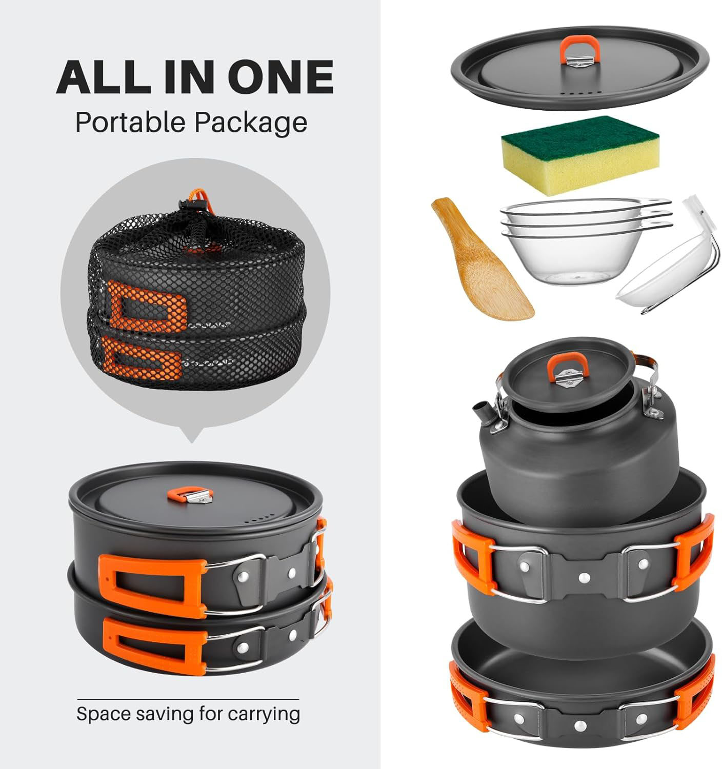 キャンプ用調理器具 キャンプ用ポットとフライパンセット ケト - Camping Cooking Set With Kettle のレビューと価格