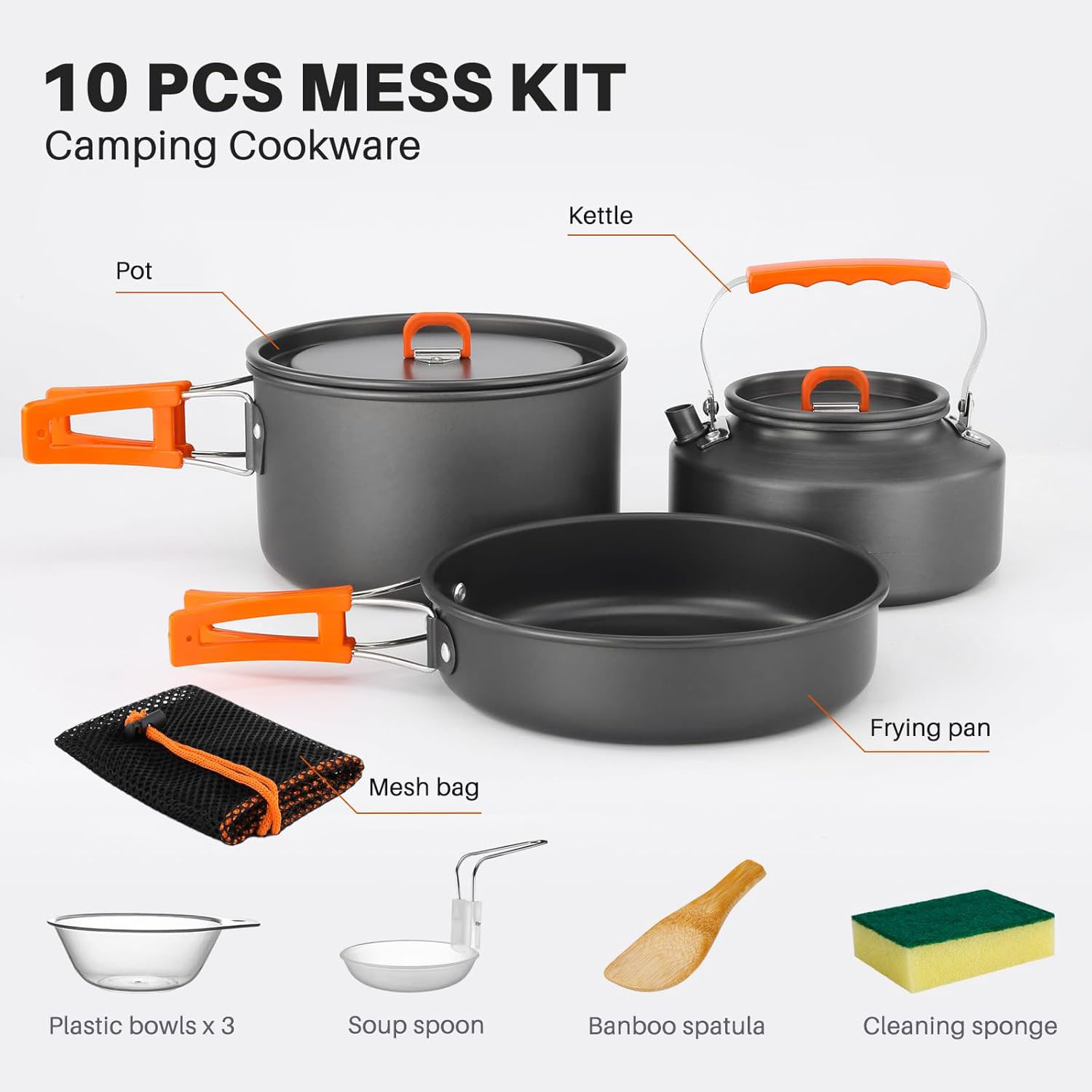 キャンプ用調理器具 キャンプ用ポットとフライパンセット ケト - Camping Cooking Set With Kettle のレビューと価格