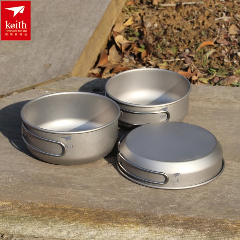 キース 3 個チタン調理器具パンボウルセット折りたたみハンド - Camping Cooking System のレビューと価格
