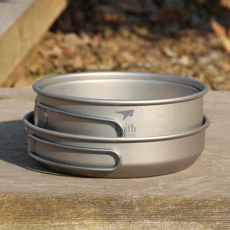 キース 3 個チタン調理器具パンボウルセット折りたたみハンド - Camping Cooking System のレビューと価格